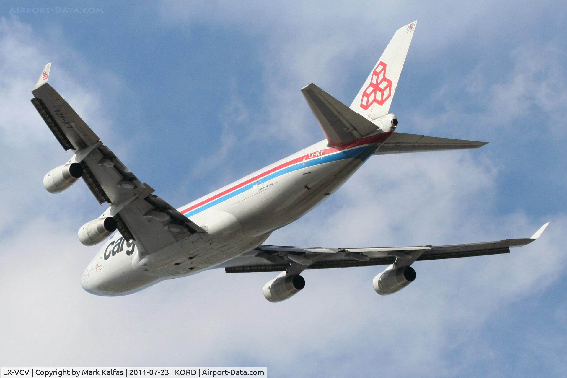 LX-VCV, 2005 Boeing 747-4R7F/SCD C/N 34235, Cargolux Boeing 747-4R7F (SCD), LX-VCV departing RWY 32L KORD.