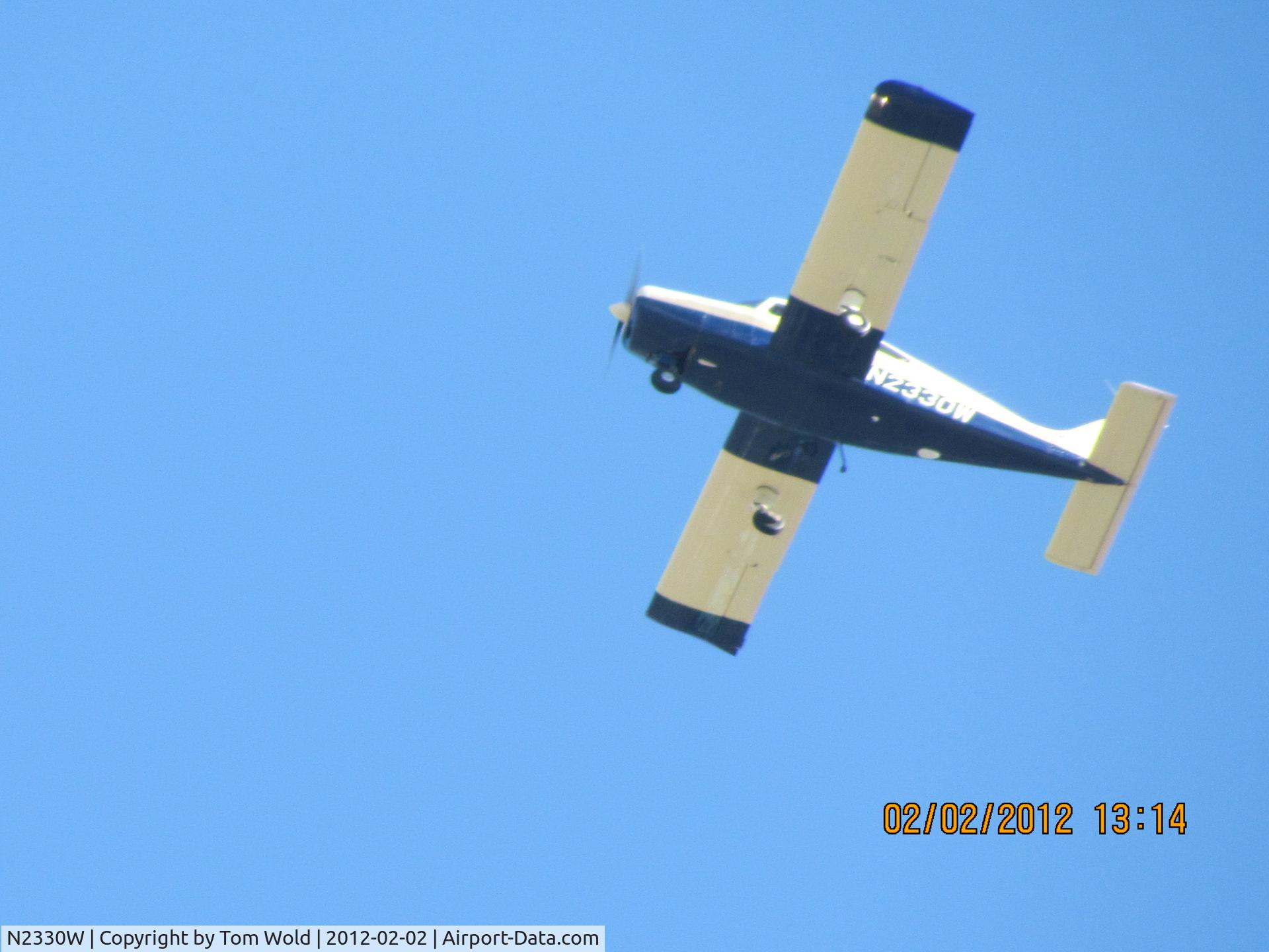 N2330W, 1965 Beech A23A C/N M-927, Took this photo of N2330W flying over the Arden Arcade area in Sacramento Ca.