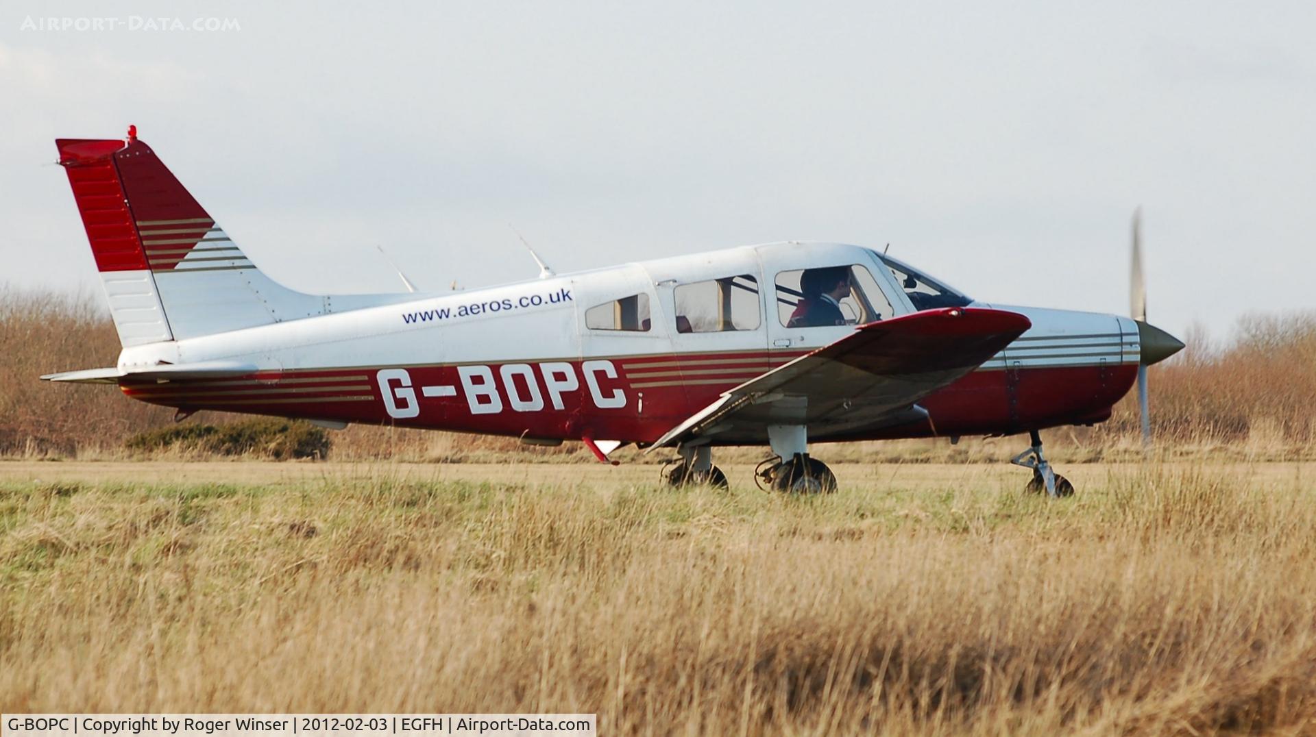 G-BOPC, 1982 Piper PA-28-161 Cherokee Warrior II C/N 28-8216006, Piper Cherokee Warrior II of Aeros Flight Training waiting for departure.