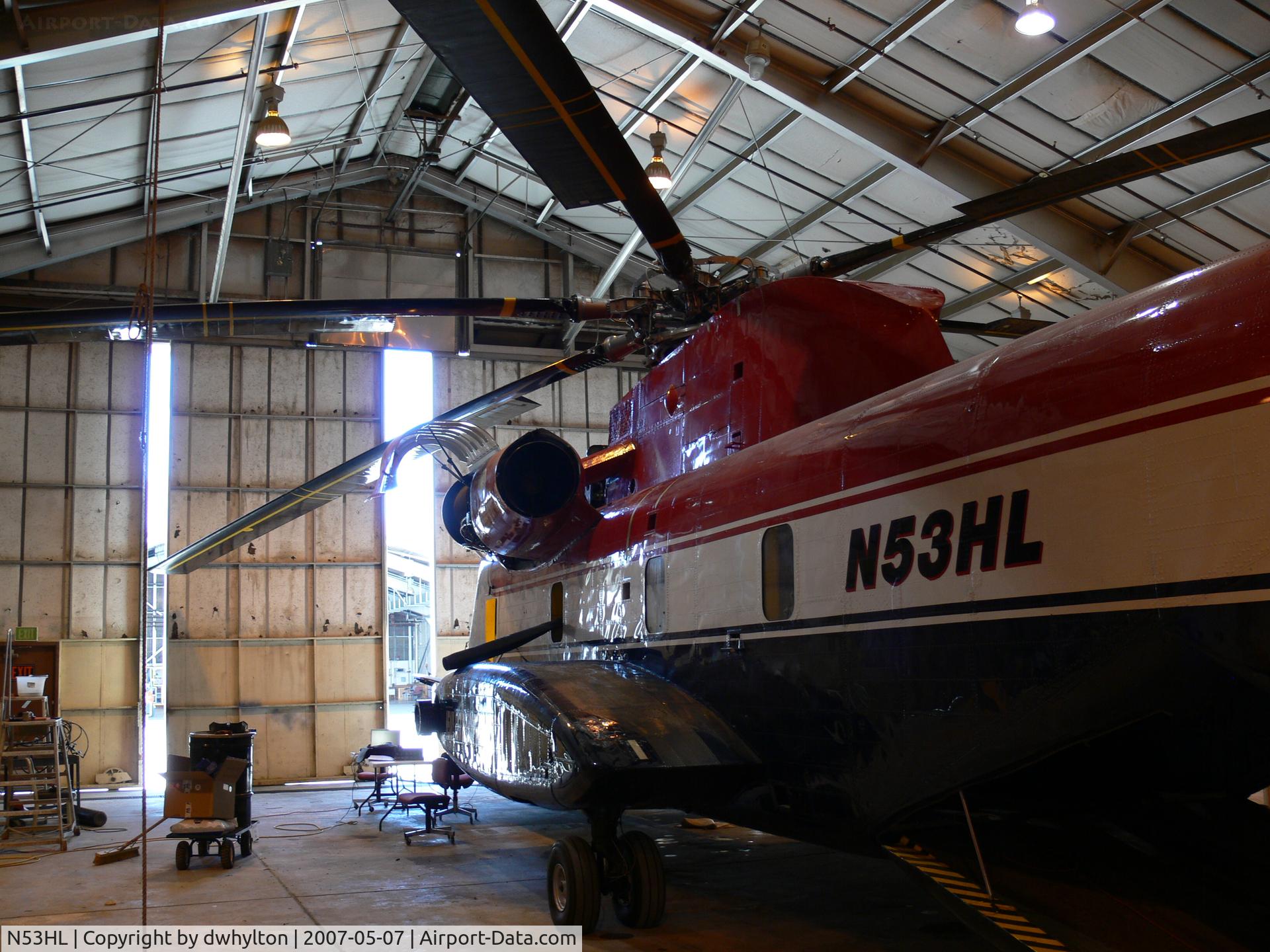 N53HL, 1969 Sikorsky CH-53D Sea Stallion C/N 156668, Port side notice water tank overflow