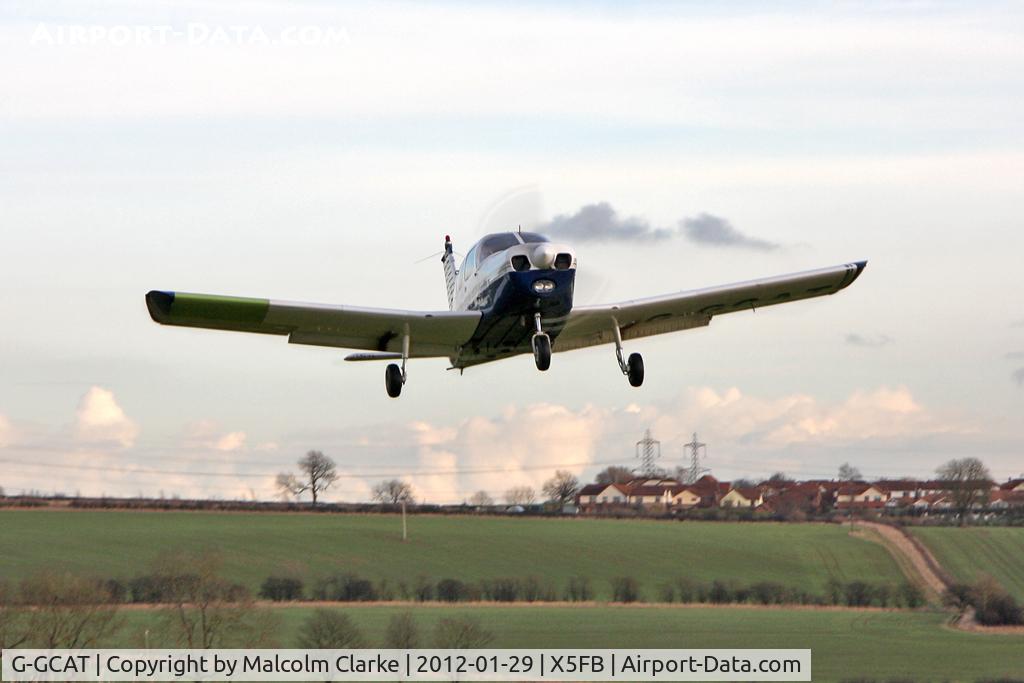 G-GCAT, 1969 Piper PA-28-140 Cherokee C/N 28-26032, Piper PA-28-140 Cherokee departs Fishburn Airfield, UK, January 2012.