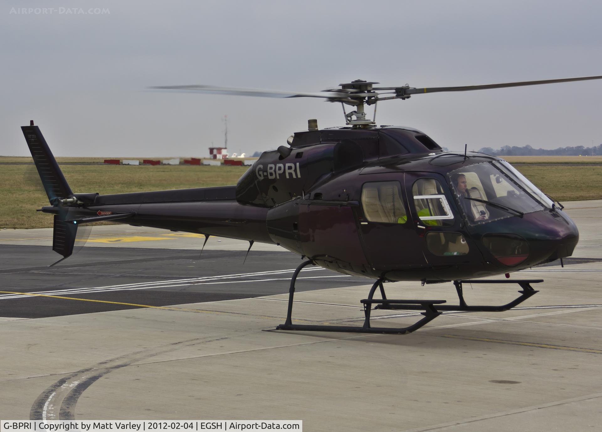 G-BPRI, 1982 Aerospatiale AS-355F-1 Twin Squirrel C/N 5181, Just lifting from stand 2 at saxonAir.