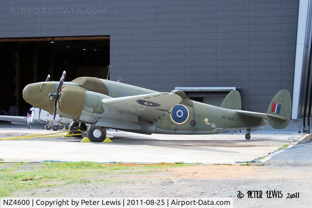 NZ4600, 1942 Lockheed RB-34 Lexington C/N 4773, ex-41-38117 and FD665. Lend-lease; to NZ Jun43. Sold to V D Russ of Nelson Nov47 as scrap, derelict by 1965; to MoTAT 1971, rebuilt to display