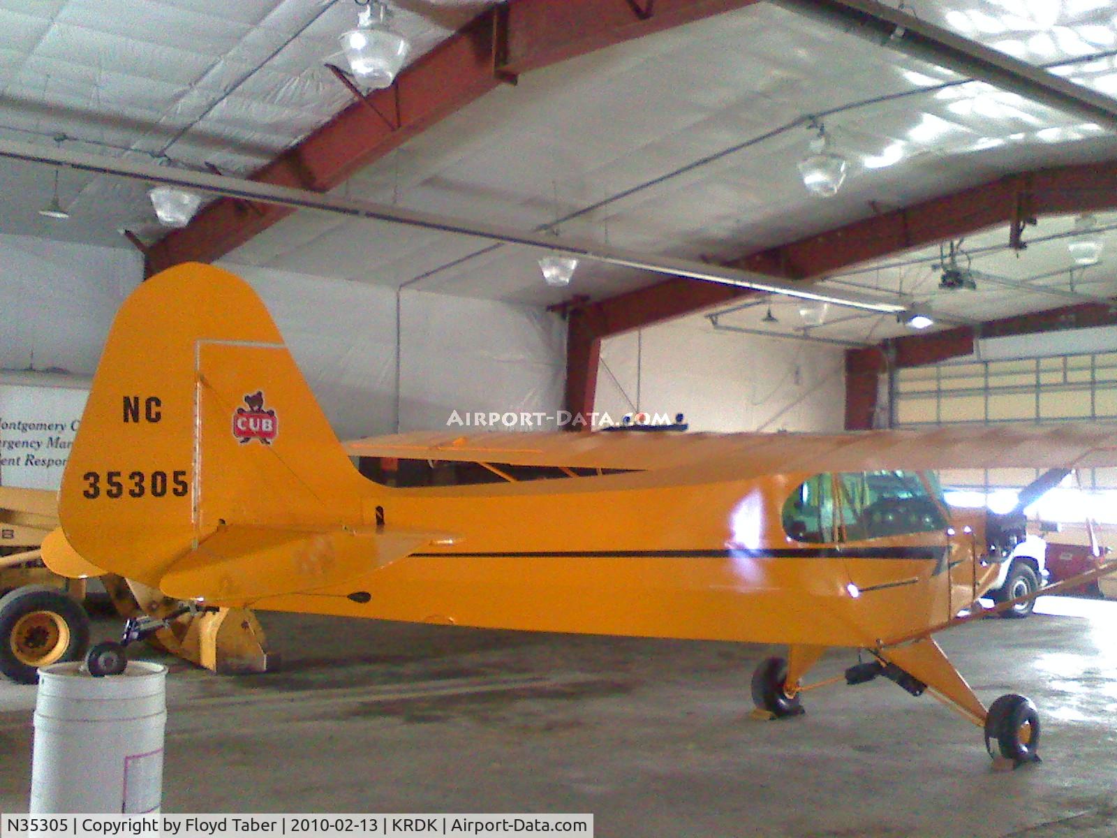 N35305, 1941 Piper J3F-65 C/N 6271, In hangar at Red Oak