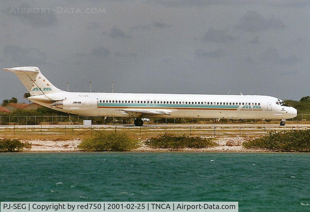 PJ-SEG, 1982 McDonnell Douglas MD-82 (DC-9-82) C/N 49124, Photograph by Edwin van Opstal with permission. Scanned from a color print.
