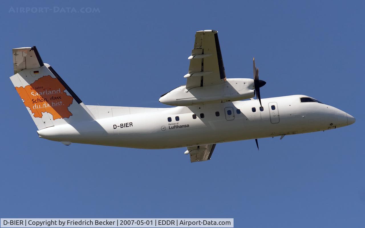 D-BIER, 1991 De Havilland Canada DHC-8-103A Dash 8 C/N 310, departure from Saarbrücken