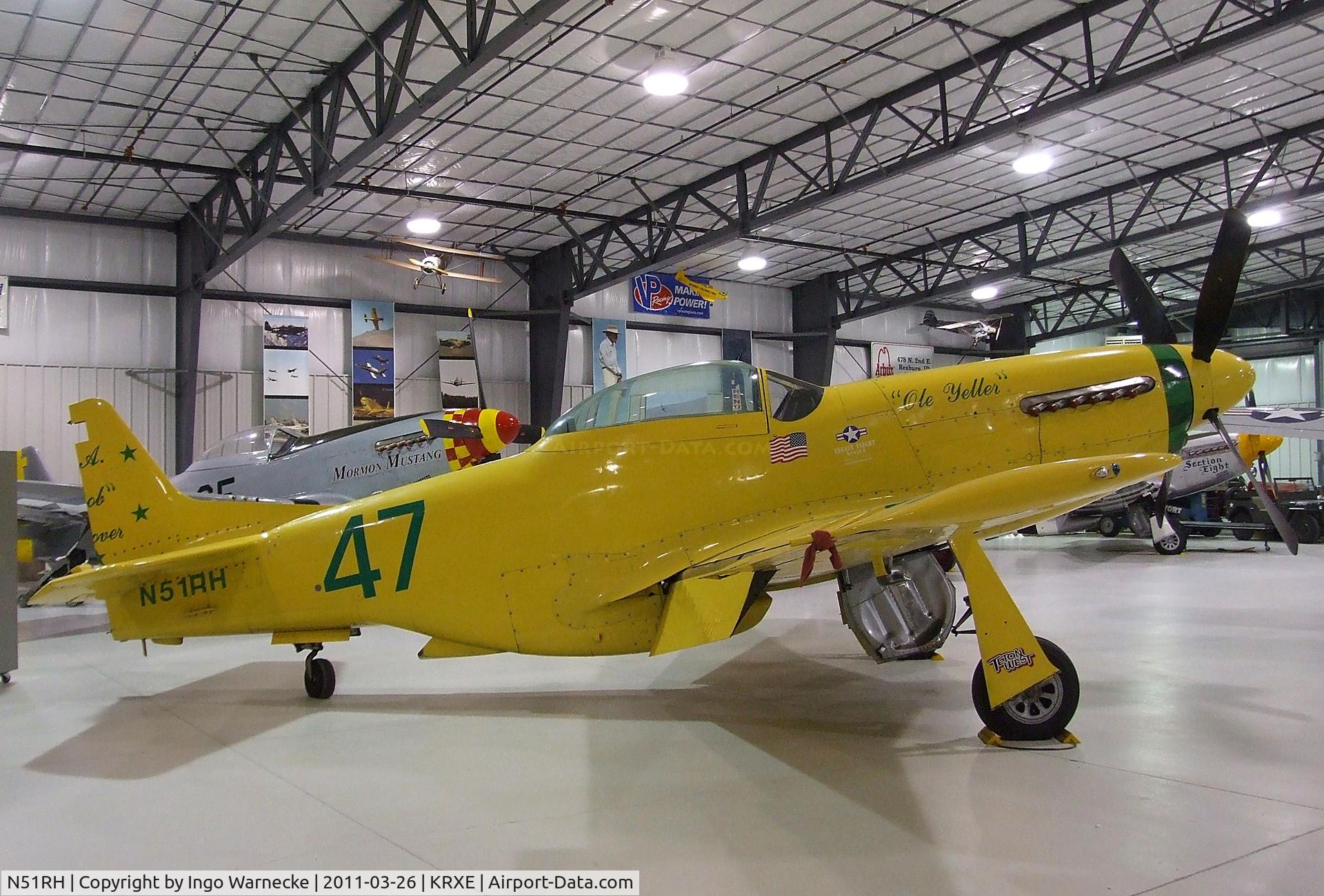 N51RH, North American P-51D Mustang C/N 44-74739, North American P-51D Mustang 'Ole Yeller' at the Legacy Flight Museum, Rexburg ID