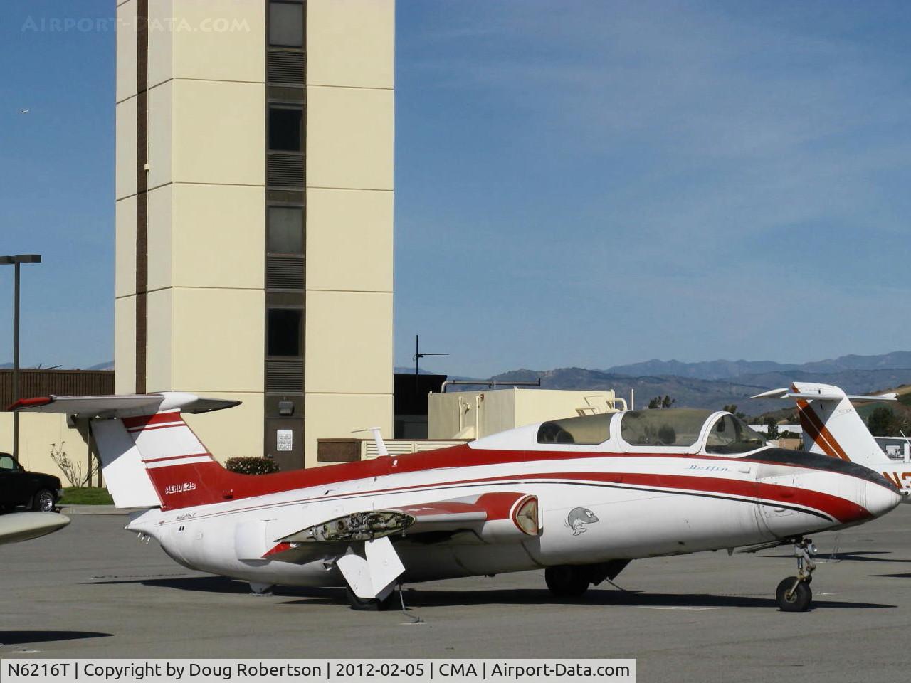 N6216T, 1967 Aero L-29 DELFIN C/N 1419, 1967 Aerovodochody L-29 DELFIN, one Motorlet M-701C Turbojet 1,960 lb st. NATO Code Name: MAYA. CMA Air Traffic Control Tower in background