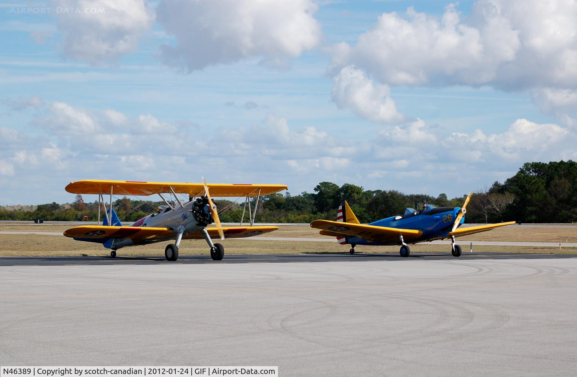 N46389, 1943 Fairchild M-62A-3 Cornell II C/N T43-5311, Stearman Model 75 and 1943 Fairchild M-62A-3 (PT-19B) N46389 at Gilbert Airport, Winter Haven, FL