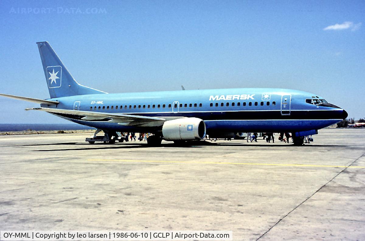 OY-MML, 1985 Boeing 737-3L9 C/N 23332, Las Palmas 10.6.86