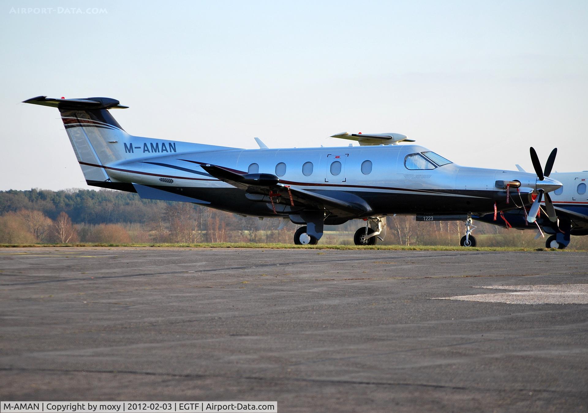 M-AMAN, 2010 Pilatus PC-12/47E C/N 1223, Pilatus PC-12/47E in the late afternoon sun at Fairoaks.