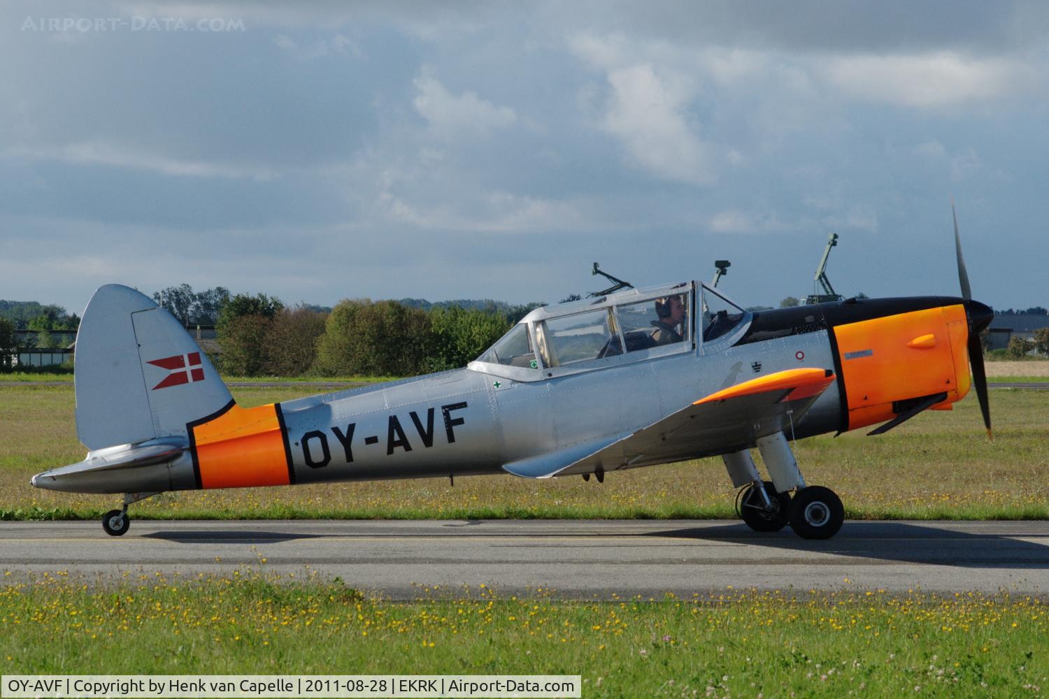 OY-AVF, 1953 De Havilland DHC-1 Chipmunk 22 C/N C1/0794, Chipmunk taxying by at Roskilde airport.