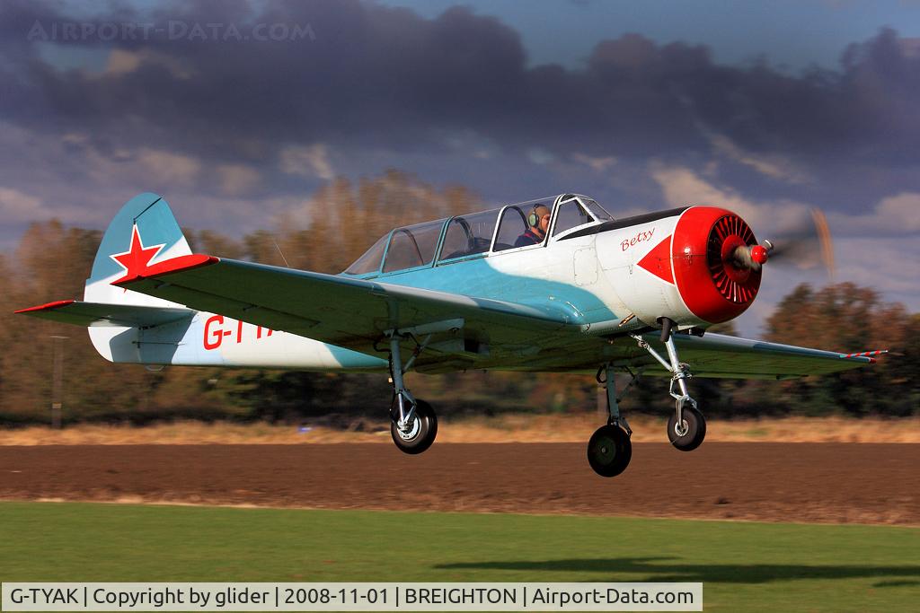 G-TYAK, 1989 Bacau Yak-52 C/N 899907, Betsy getting airborne