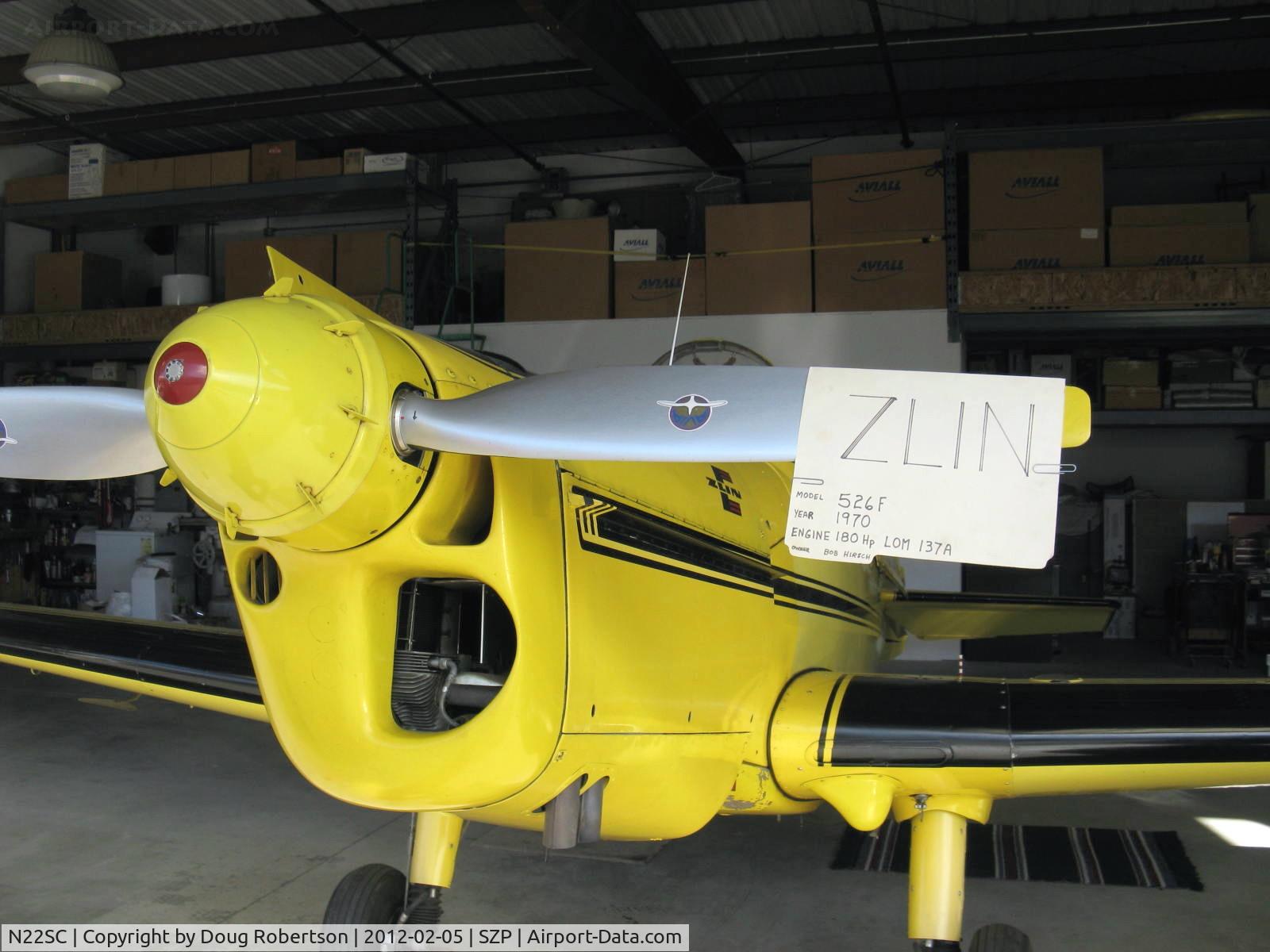 N22SC, 1970 Zlin Z-526F Trener Master C/N 1148, 1970 Moravan Zlin Z526F TRENER MASTER (late production), Avia M-137A 180 Hp, data card. Note vortex generator tabs on nose cone