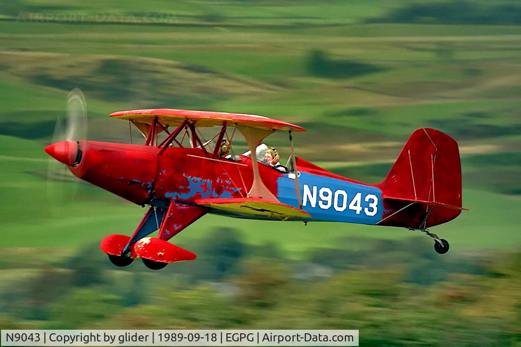N9043, 1975 Stolp SA-300 Starduster Too C/N 2-3-12, This awful paint job was in support of some advertising if memory serves me ok!!I do remember how dark it was however,  nice work Jim!! Cumbernauld Airport nr Glasgow