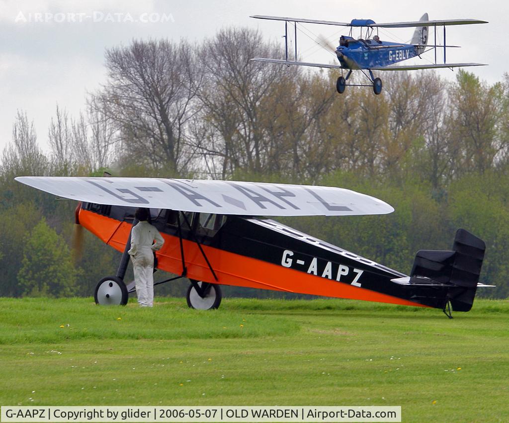 G-AAPZ, 1930 Desoutter MKI C/N D.25, The Desoutter with assisting volunteer awaiting the arrival of the DH60 Moth following it's display