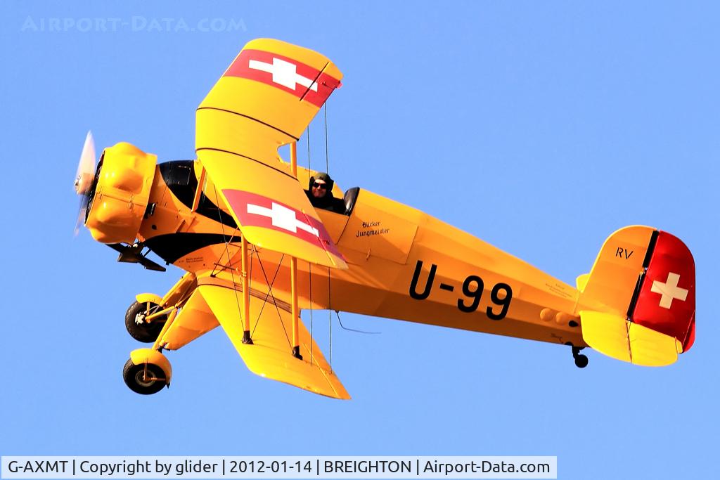 G-AXMT, 1938 Bucker Bu-133C Jungmeister C/N 46, Alan still managing a smile in the extremely cold conditions!!