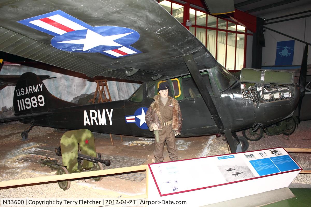 N33600, 1951 Cessna O-1A (305A) Bird Dog C/N 22303, Cessna 305A, c/n: 22303 ex USAF 51-11989 at Army Flying Museum , Middle Wallop