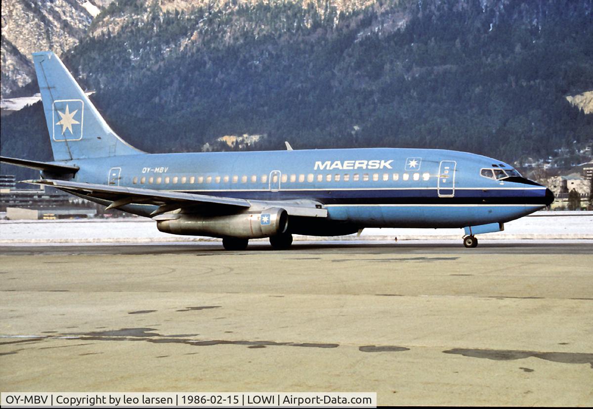 OY-MBV, 1981 Boeing 737-2L9 C/N 22735, Innsbruck Austria 15.2.86
