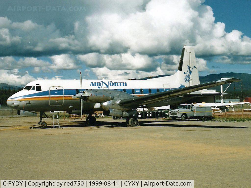 C-FYDU, 1970 Hawker Siddeley HS.748 Series 2A C/N 1694, Photograph by Edwin van Opstal with permission. Scanned from a color print. Taken at Whitehorse, Yukon, Canada.