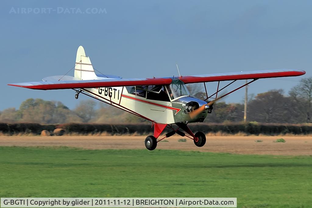 G-BGTI, 1944 Piper L-4J Grasshopper (J3C-65D) C/N 12940, What happened next??  I was in full retreat when it smacked into the ground taking the undercart to it's limits!!!