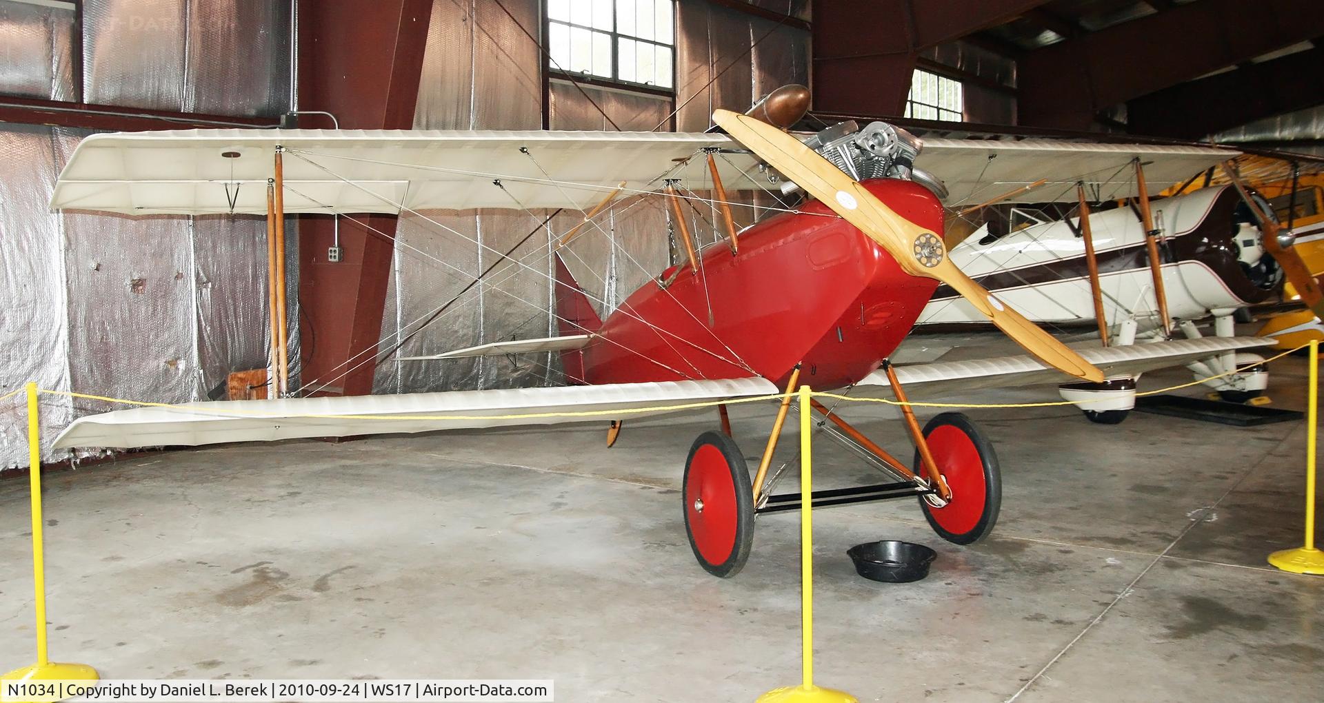 N1034, 2003 Trone Dennis SNYDER BABY BOMBER C/N 1, Information on this pretty bird was very hard to obtain. According to one site, this homebuilt replica is based on a 1921 Junkers design, which expains the distinctive shape of the tail.