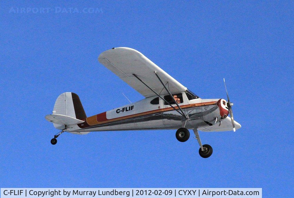 C-FLIF, 1947 Cessna 120 C/N 13561, Flying circuits on a beautiful winter day at -4 degrees C.