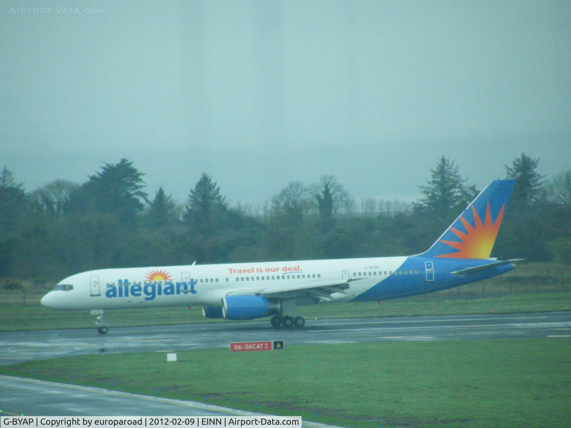 G-BYAP, 1994 Boeing 757-204 C/N 27236, G BYAP arriving shannon feb 09-02-2012 for allegiant air and will carry N906NV when delivered