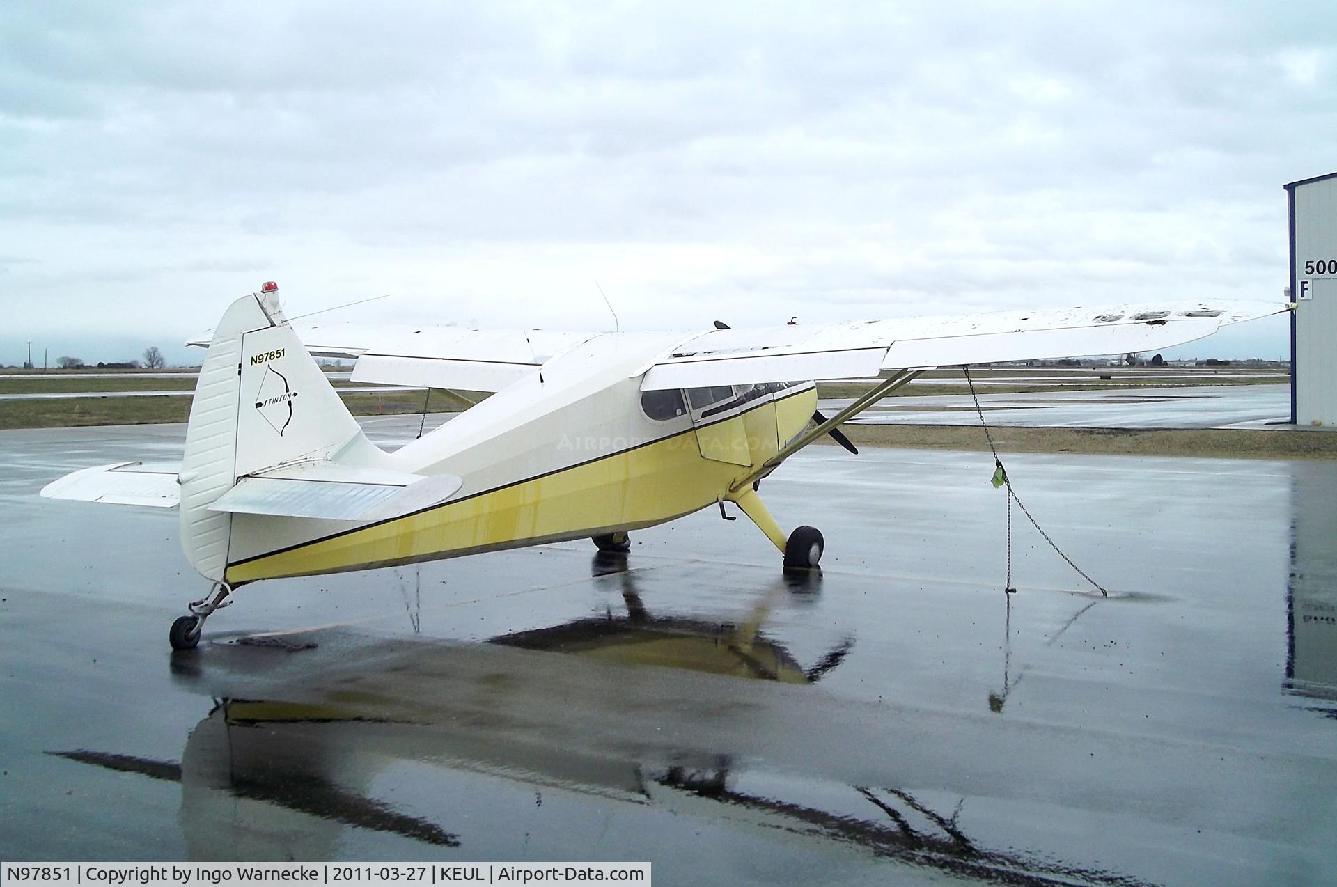 N97851, 1946 Stinson 108-1 Voyager C/N 108-851, Stinson 108-1 Voyager at Caldwell Industrial airport, Caldwell ID