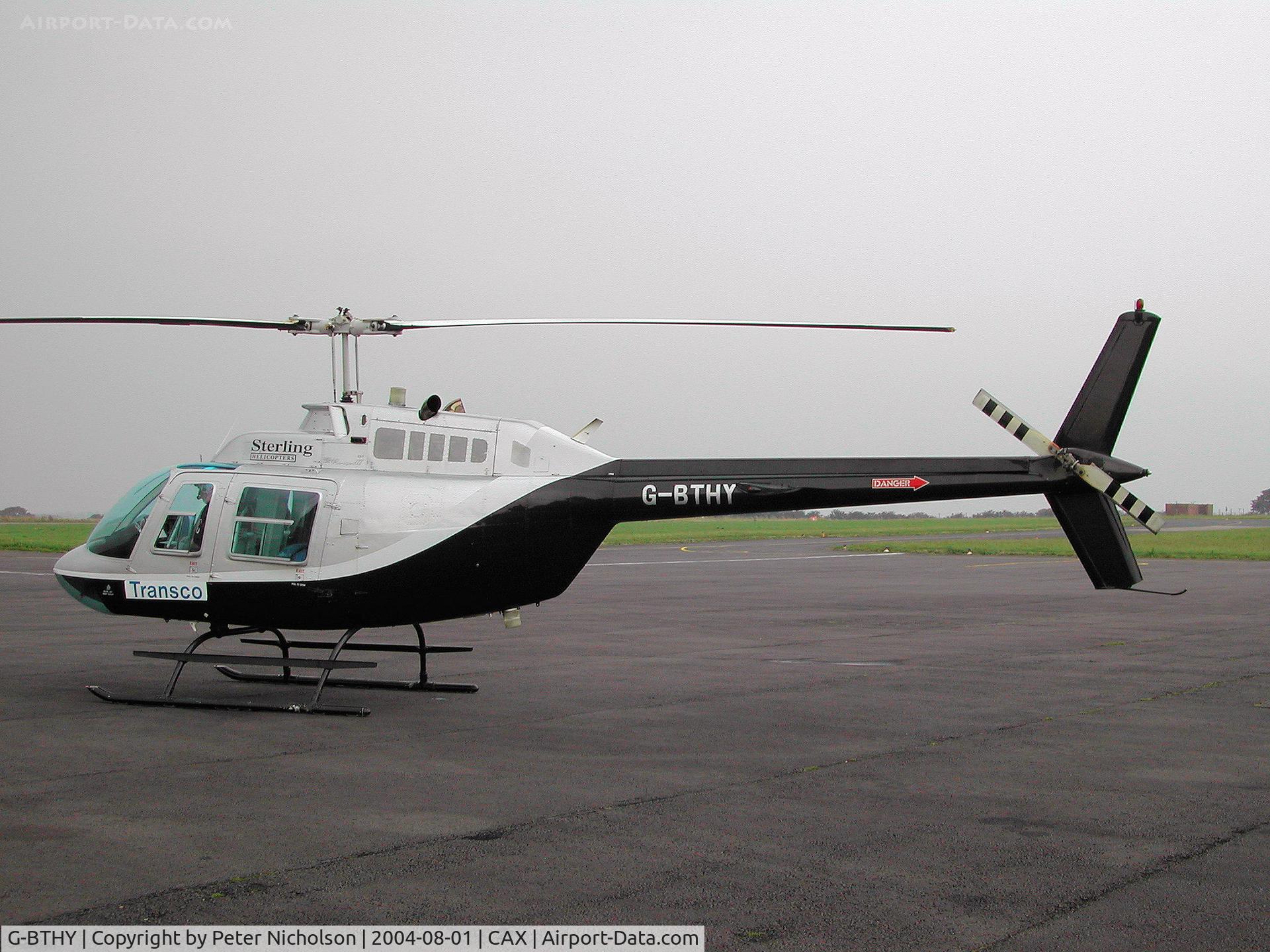 G-BTHY, 1977 Bell 206B JetRanger III C/N 2290, Bell JetRanger III visiting Carlisle in August 2004.