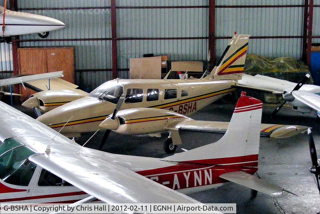 G-BSHA, 1976 Piper PA-34-200T Seneca II C/N 34-7670216, inside the packed Blackpool Air Centre hangar