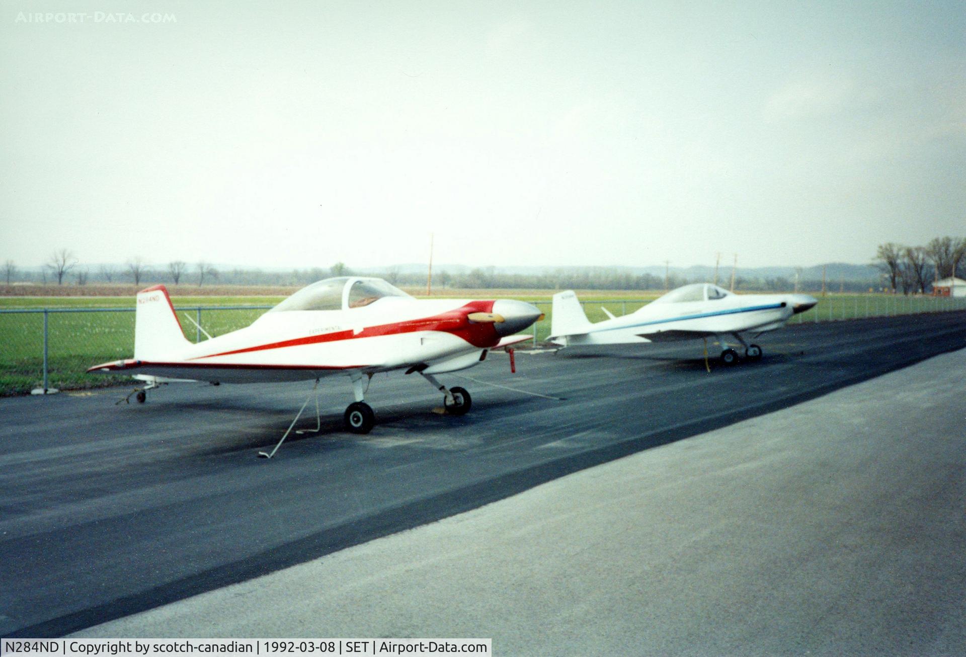 N284ND, 1982 Bushby Mustang II C/N MII 601, 1982 Donald M Davis Bushby Mustang II's at St. Charles County Smartt Airport, St. Charles, MO. N284ND is in the foreground. In 1992 this airfield's FAA identifier was 3SZ.