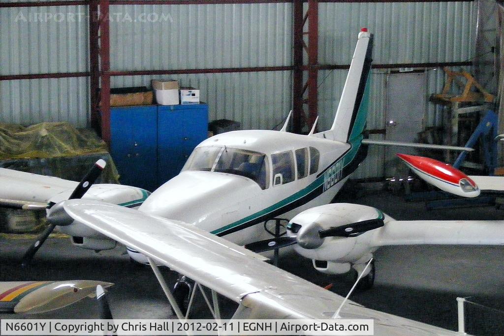N6601Y, 1968 Piper PA-23-250 C/N 27-3905, inside the packed Blackpool Air Centre hangar