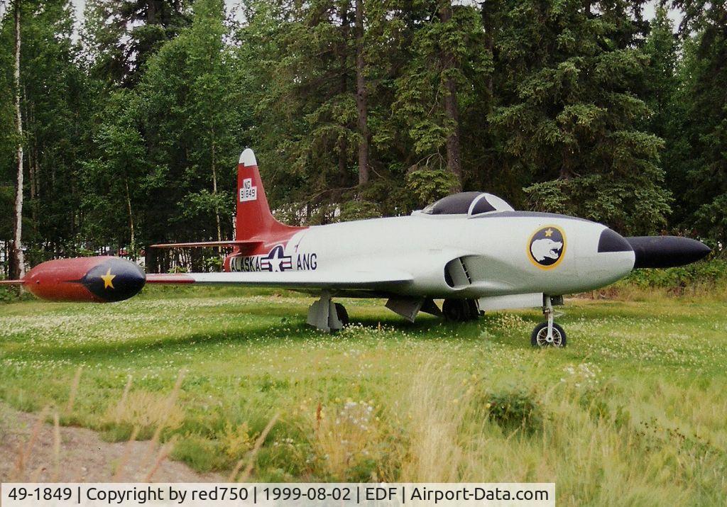 49-1849, 1949 Lockheed F-80C Shooting Star C/N 080-2176, Photograph by Edwin van Opstal with permission. Scanned from a color print. On display at Kulis ANG before closure.