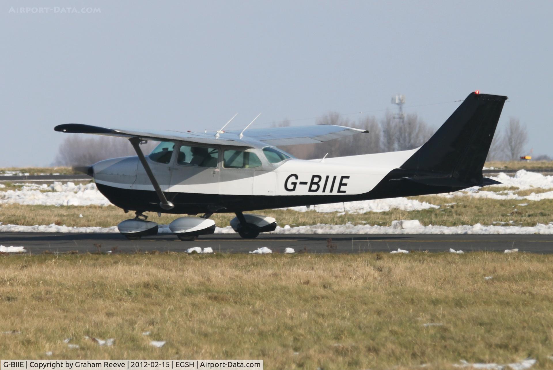 G-BIIE, 1980 Reims F172P Skyhawk C/N 2051, About to depart.