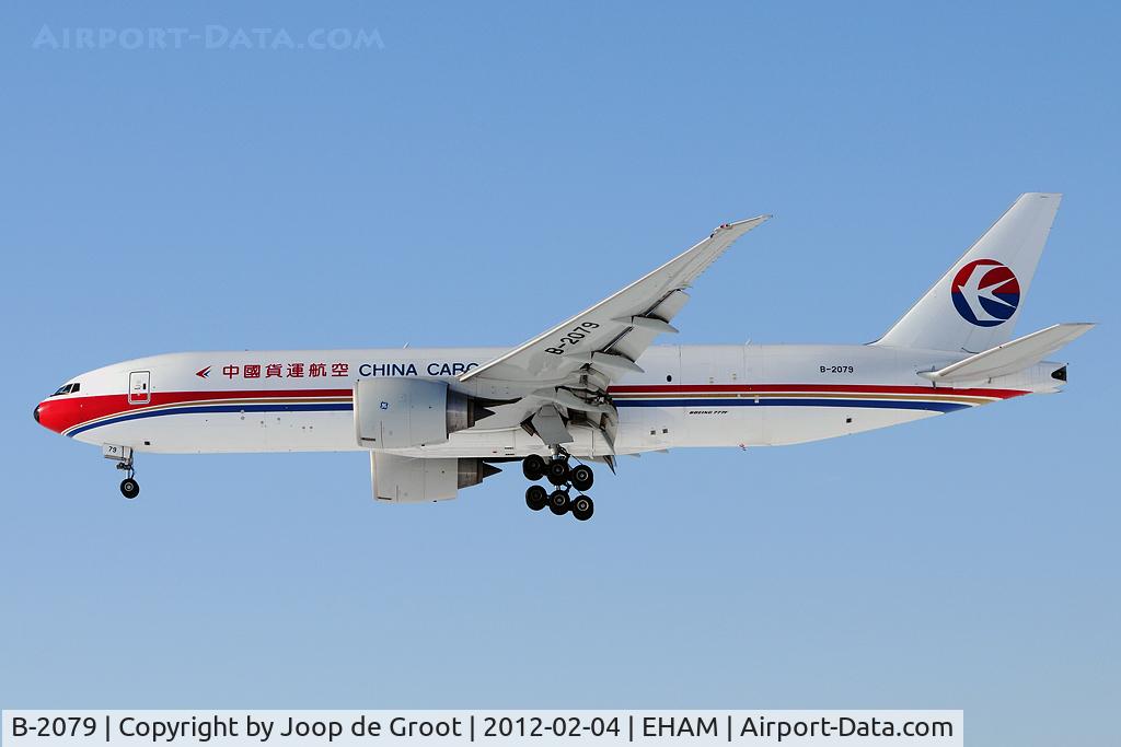 B-2079, 2010 Boeing 777-F6N C/N 37715, arrival at a snow covered Amsterdam