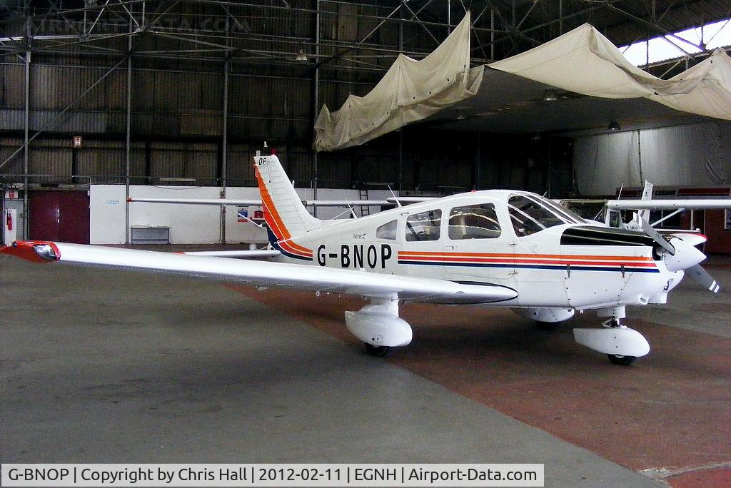 G-BNOP, 1987 Piper PA-28-161 Cherokee Warrior II C/N 2816027, inside the Westair hangar