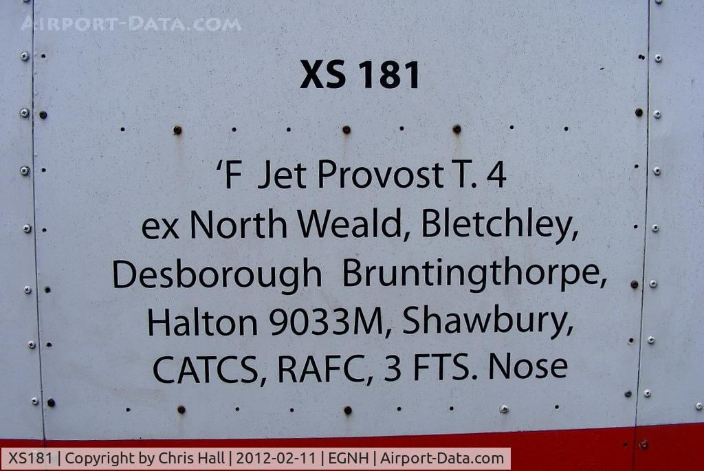 XS181, 1963 BAC Jet Provost T.4 C/N PAC/W/22167, history of this Jet Provost nose now at Blackpool