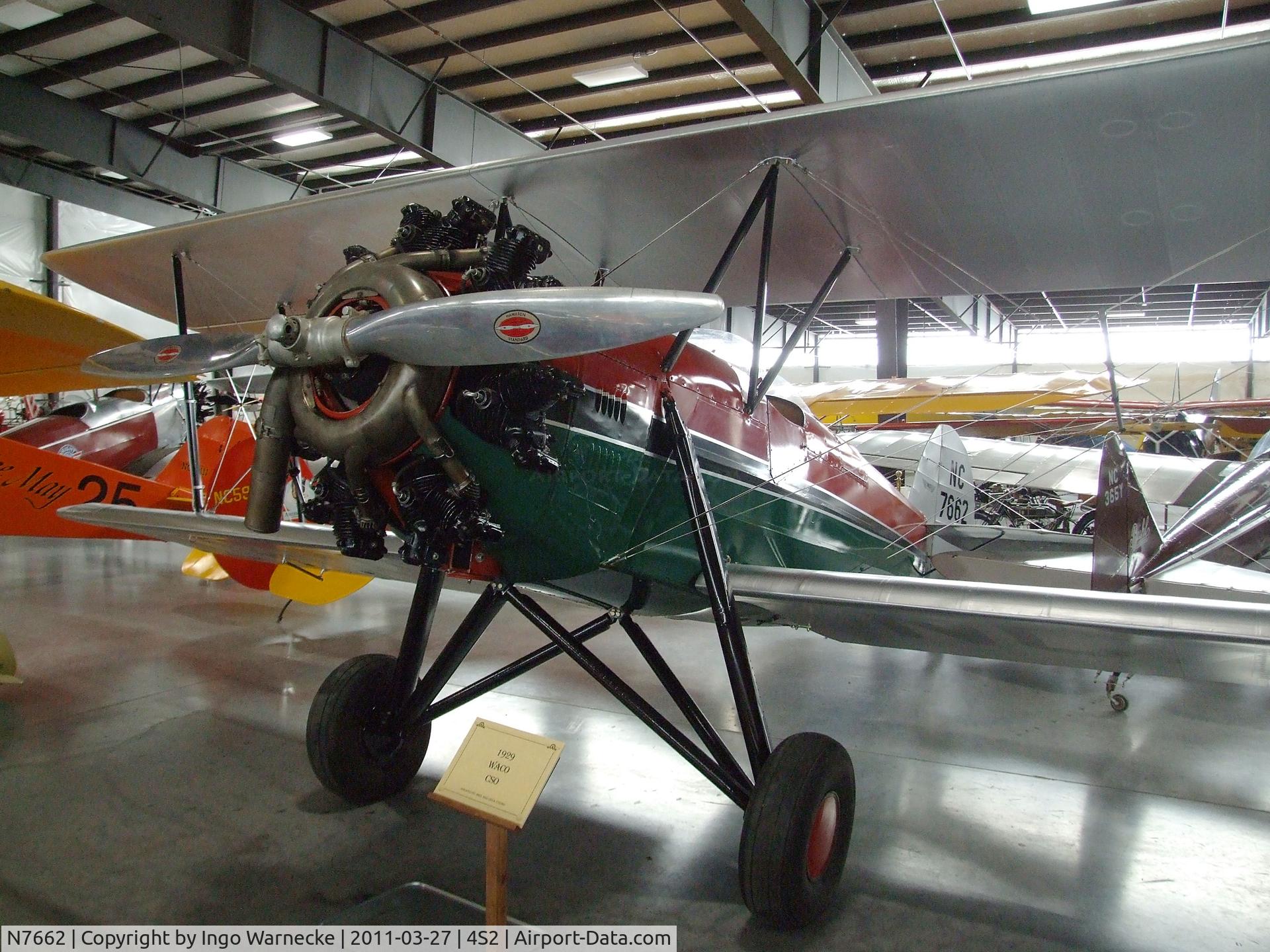 N7662, Waco GXE C/N 1657, Waco CSO at the Western Antique Aeroplane and Automobile Museum, Hood River OR
