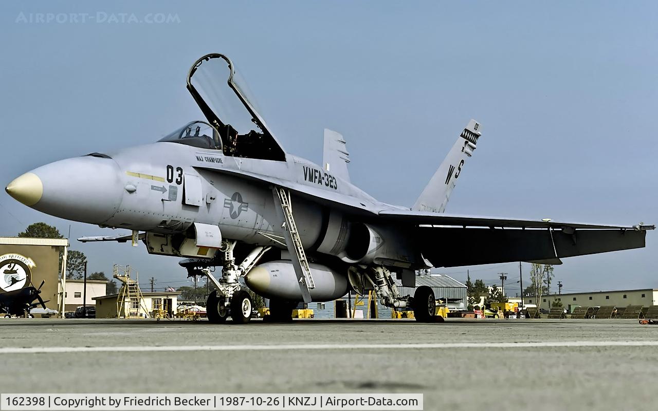 162398, McDonnell Douglas F/A-18A Hornet C/N 0223, parked at the flightline