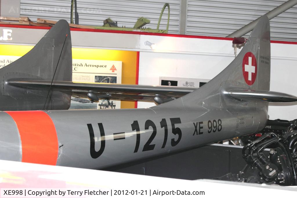 XE998, De Havilland DH-115 Vampire T.11 C/N 15678, XE998 (U-1215), De Havilland DH 115 Vampire T.11, c/n: 15678 at Solent Sky Museum , Southampton