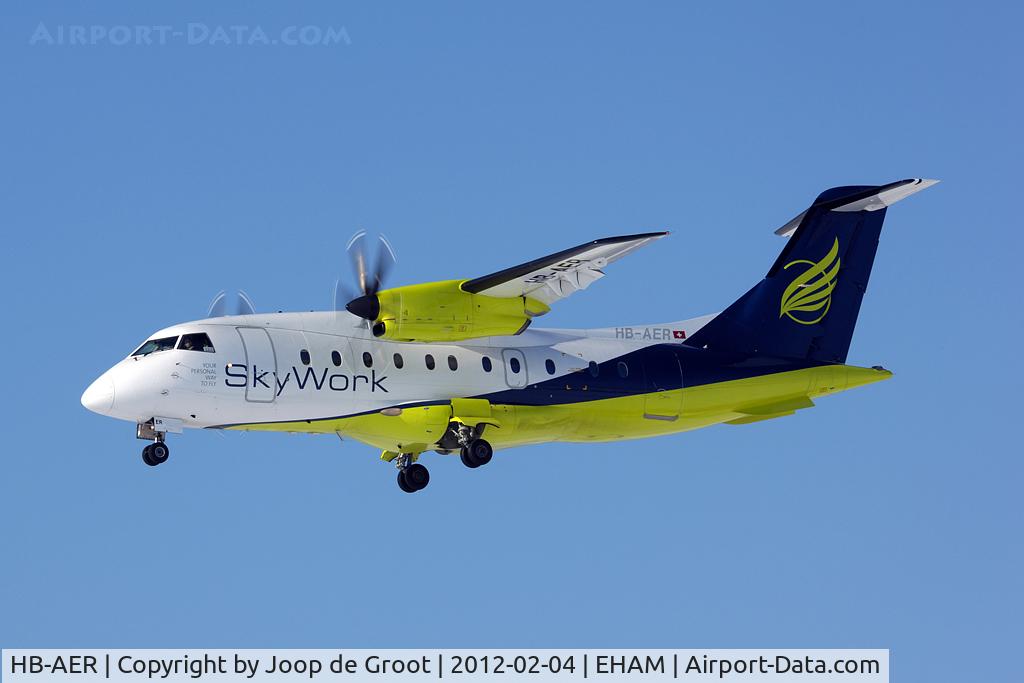 HB-AER, 1996 Dornier 328-110 C/N 3066, one of the last operators of a prop driven aircraft at Schiphol.