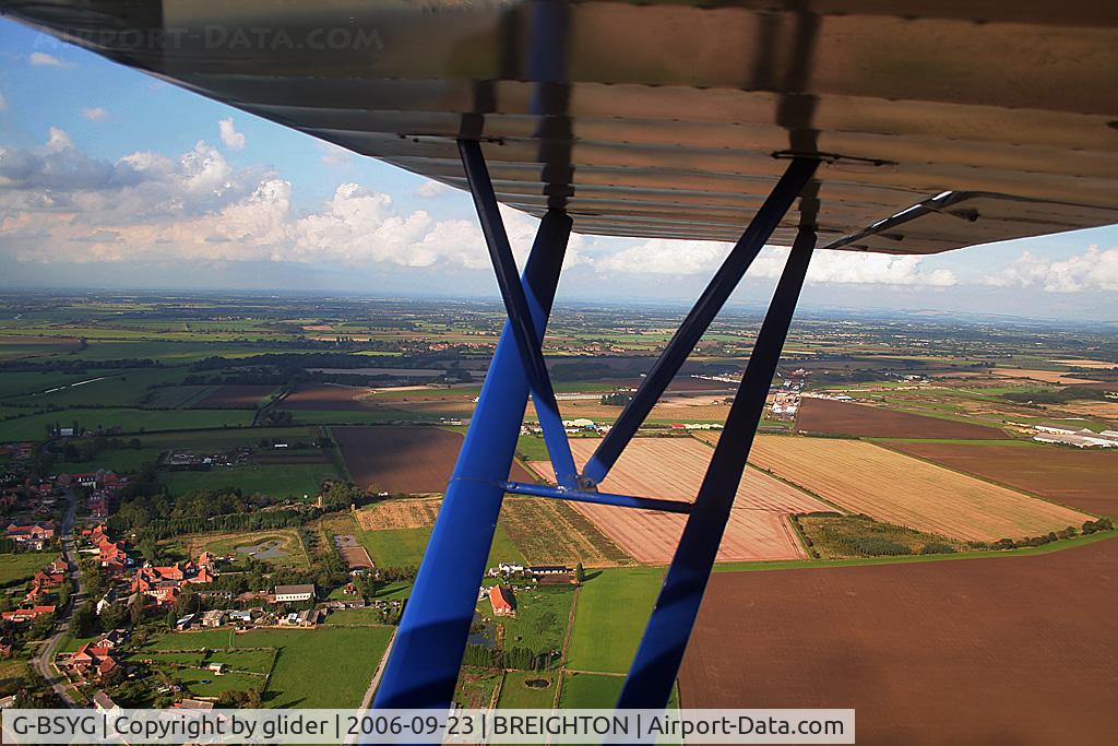 G-BSYG, 1947 Piper PA-12 Super Cruiser C/N 12-2106, Downwind right hand for Rwy 11....Breighton visible beyond the starboard wing of Yankee Golf!