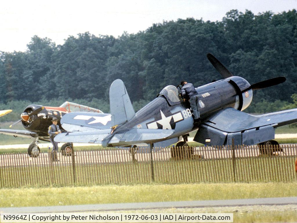 N9964Z, 1943 Goodyear FG-1D Corsair C/N 3729, FG-1D Corsair of the then Confederate Air Force on the flight-line at Transpo 72.
