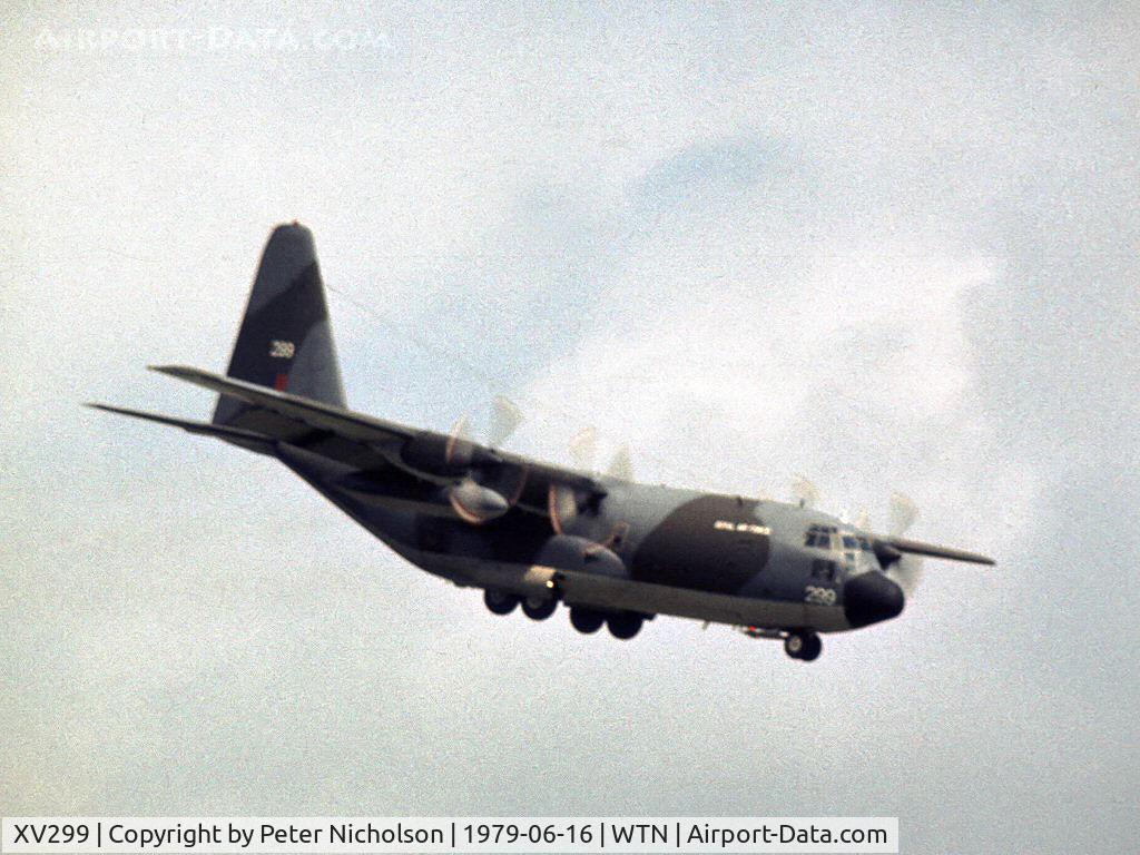 XV299, 1967 Lockheed C-130K Hercules C.1 C/N 382-4266, Hercules C.1 of the Lyneham Transport Wing supporting the RAF Falcons parachuite display team at the 1979 RAF Waddington Airshow.