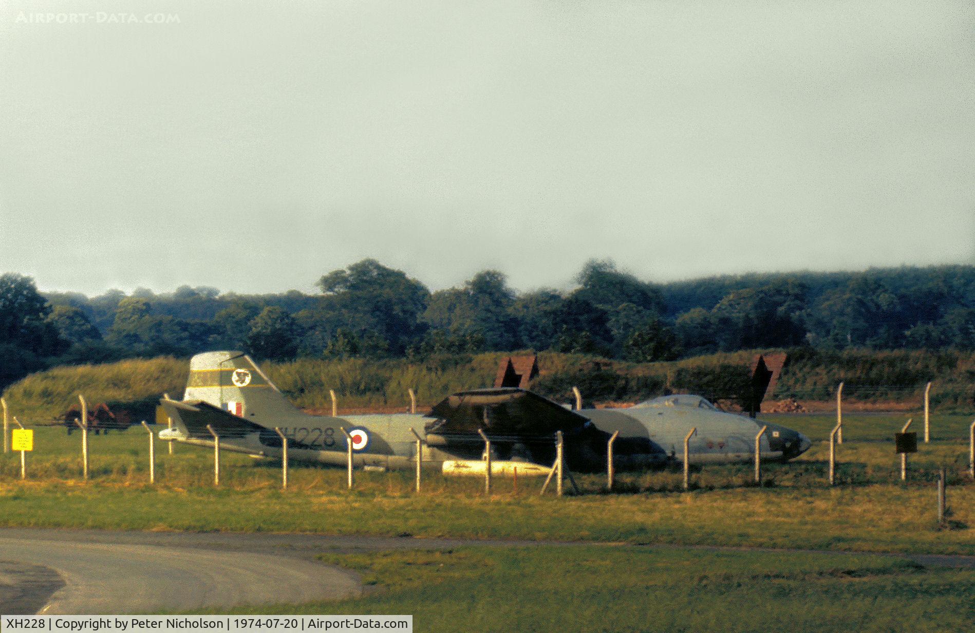 XH228, 1957 English Electric Canberra B(I).8 C/N SH10, Canberra B(I).8, formerly of 3 Squadron, as an instructional airframe at RAF Catterick as seen in the Summer of 1974.