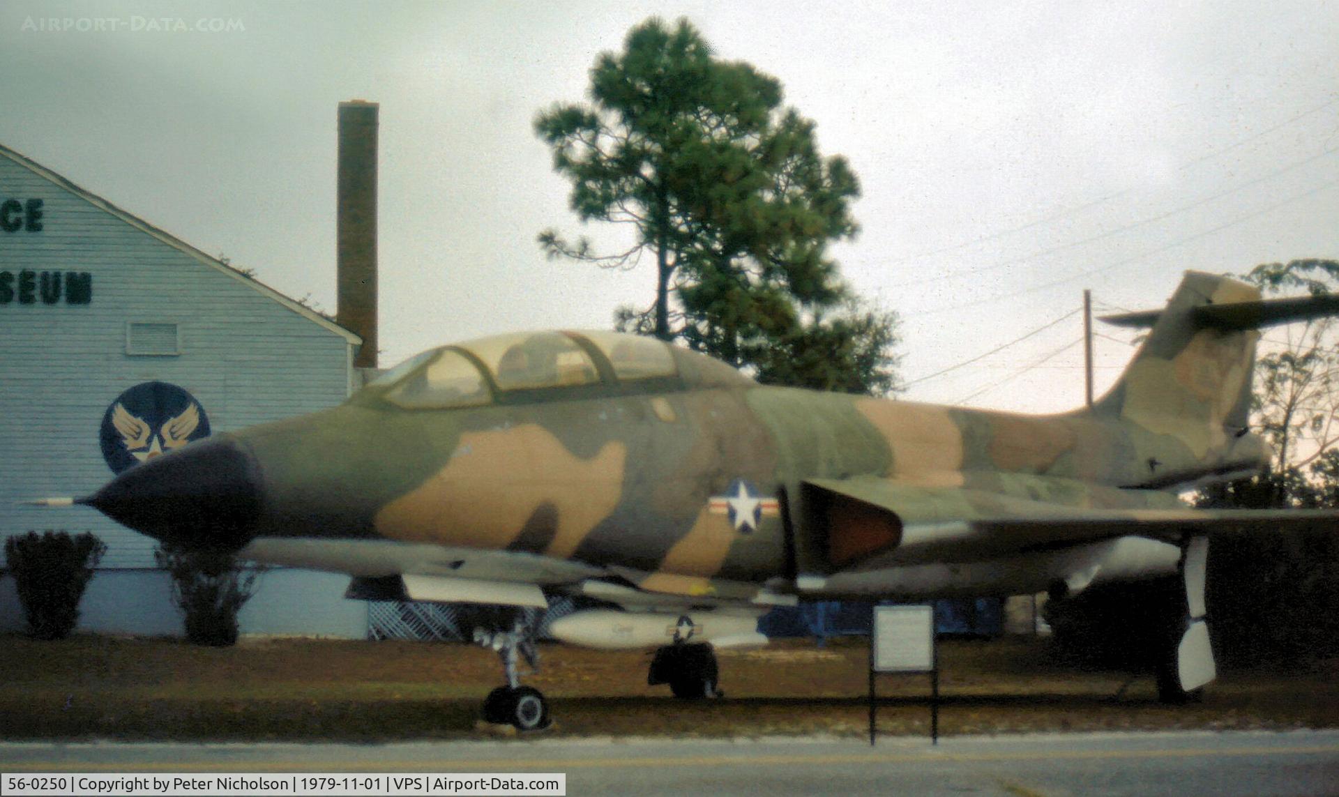 56-0250, 1956 McDonnell F-101B-55-MC Voodoo C/N 238, F-101B Voodoo as seen at the USAF Armament Museum at Eglin in November 1979.