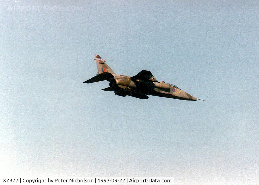 XZ377, 1977 Sepecat Jaguar GR.1A C/N S.144, Jaguar GR.1A of 6 Squadron at RAF Coltishall at low-level in September 1993.