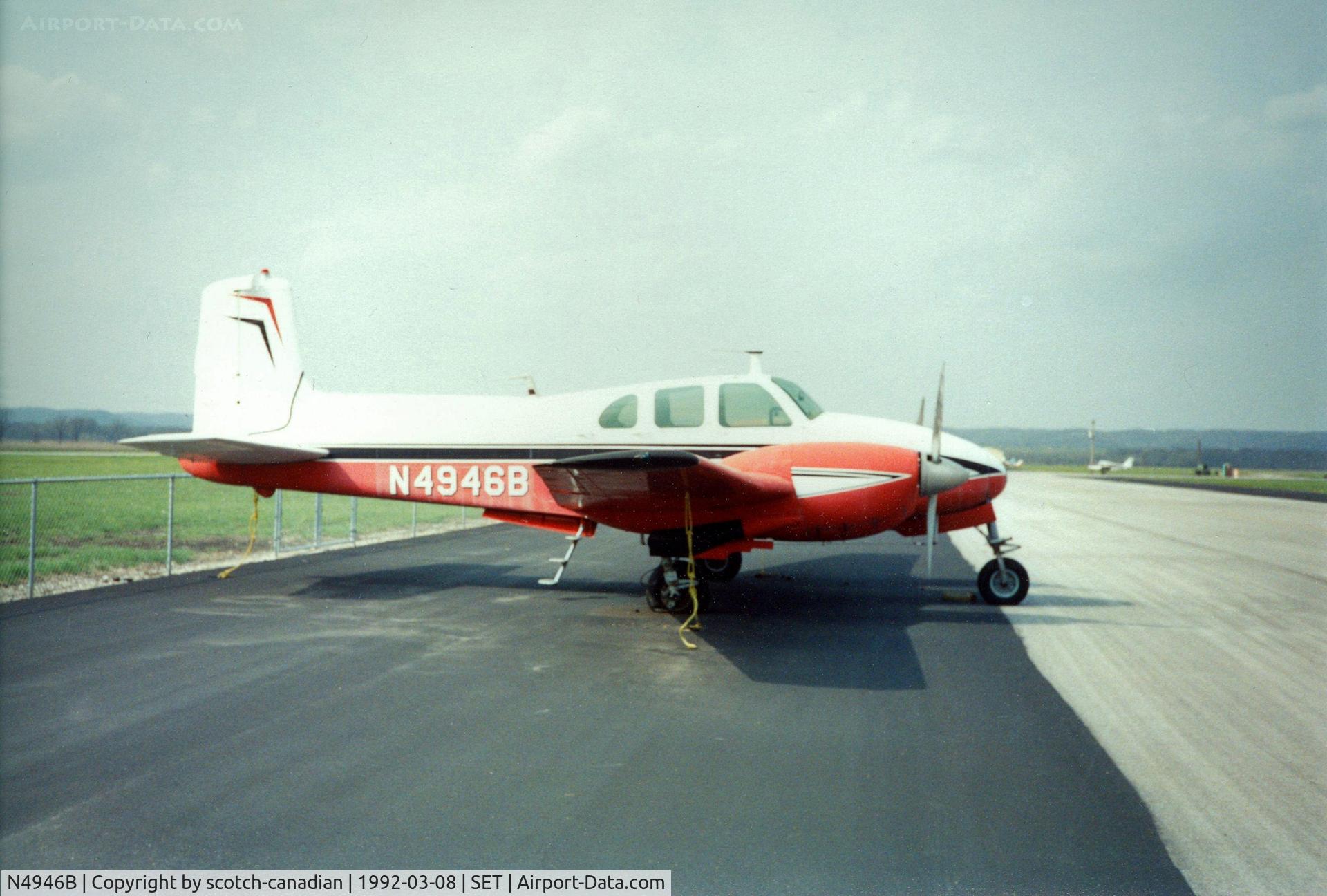 N4946B, 1955 Beech C-50 Twin Bonanza C/N CH-346, 1955 Beech C50 N4946B at St. Charles County Smartt Airport, St. Charles, MO. In 1992 this airfield's FAA identifier was 3SZ.