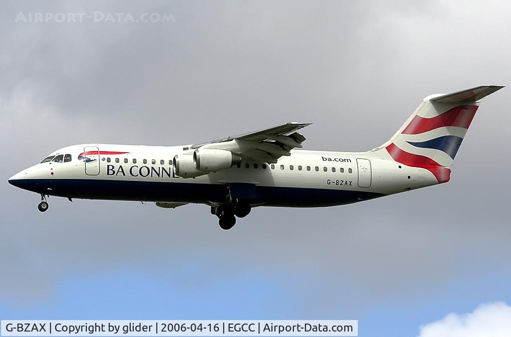 G-BZAX, 1999 British Aerospace Avro 146-RJ100 C/N E3356, Domestic arrival